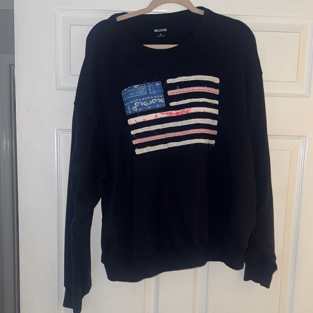Hollister Black Sweatshirt with Flag Design - Picture 2 of 7